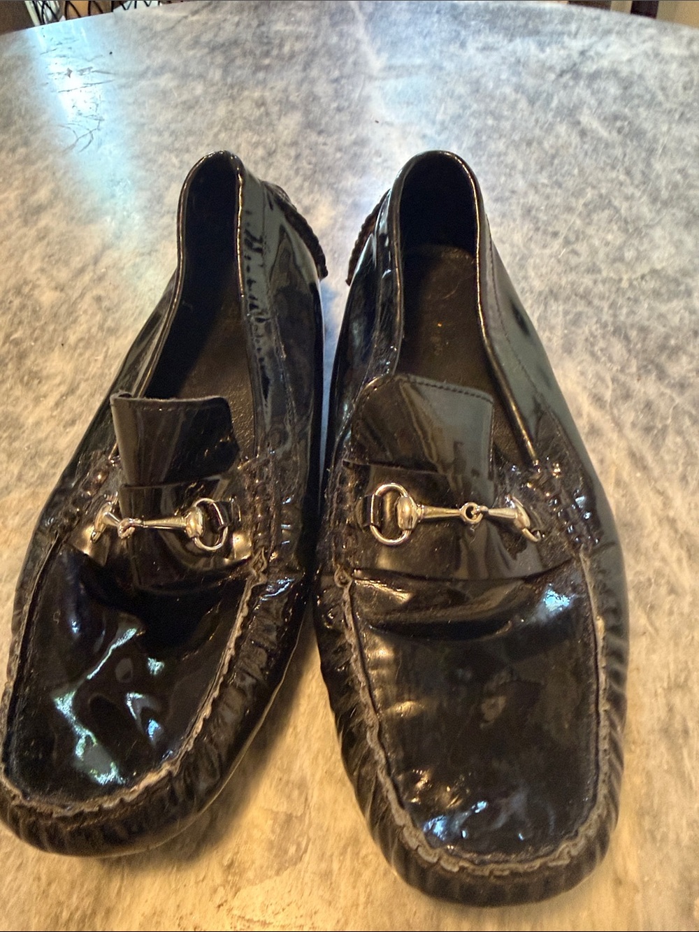 Cole Haan Women's Black Patent Moccasin Loafers with Silver Bit